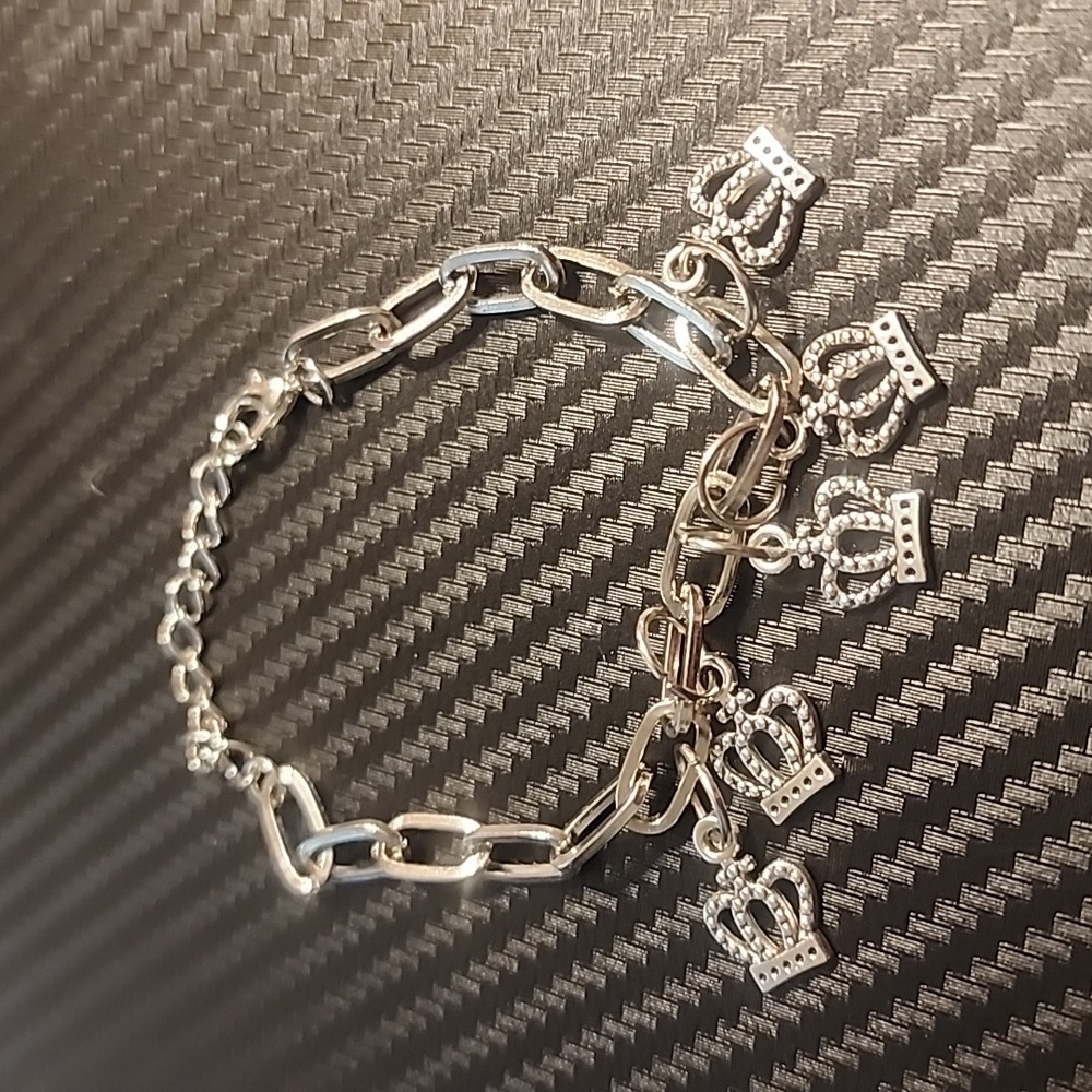 Hand-made Silvertone Crown Bracelet